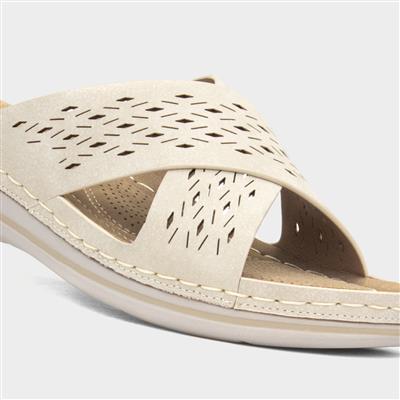 Antigua Womens Beige Mule Sandal