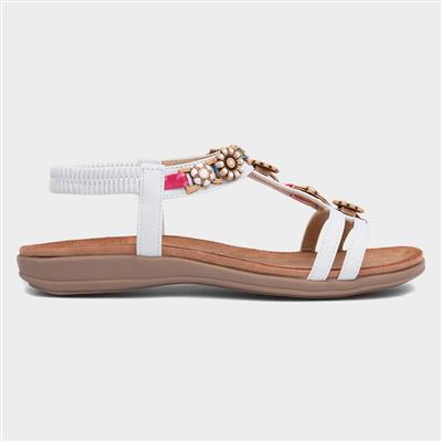 Feast Womens White Floral Sandal