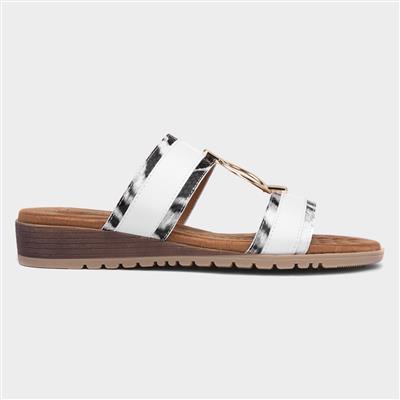 Bayswater Womens White Zebra Print Sandal