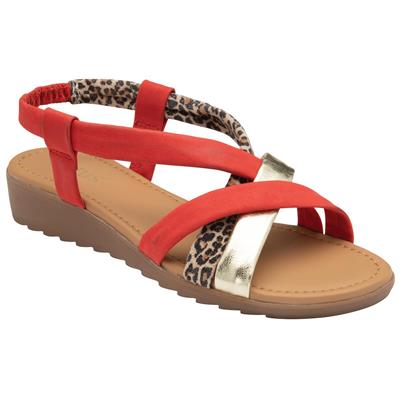 Christa Womens Red Leather Sandal