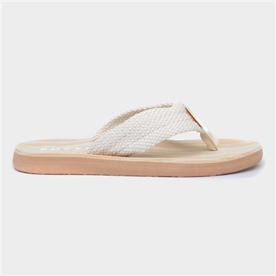 Adios Womens Beige Webbing Flip Flop