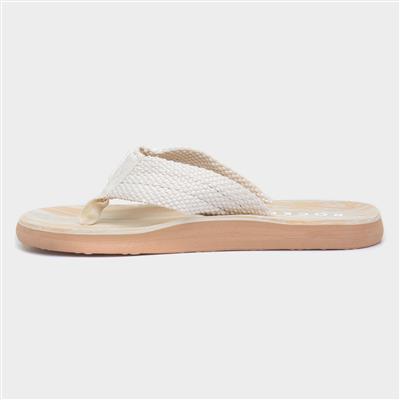 Adios Womens Beige Webbing Flip Flop