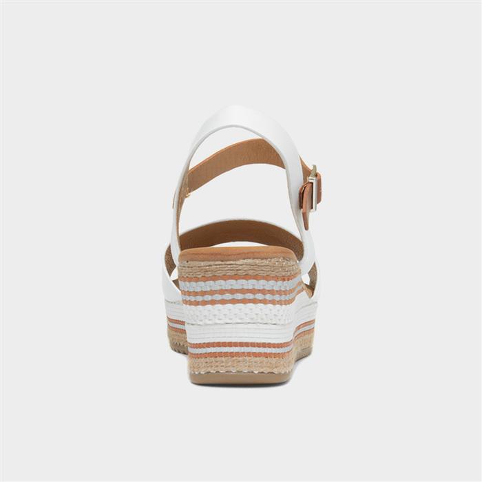Britt Womens White Wedge Buckle Sandal