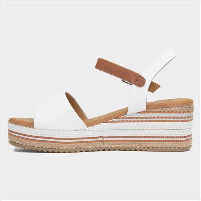 Britt Womens White Wedge Sandal