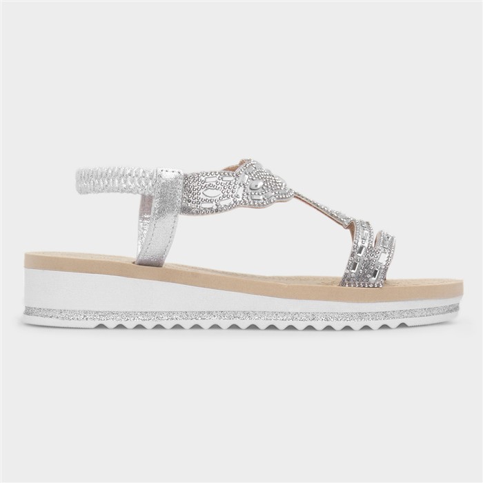 Guyana Womens Silver Wedge Sandal