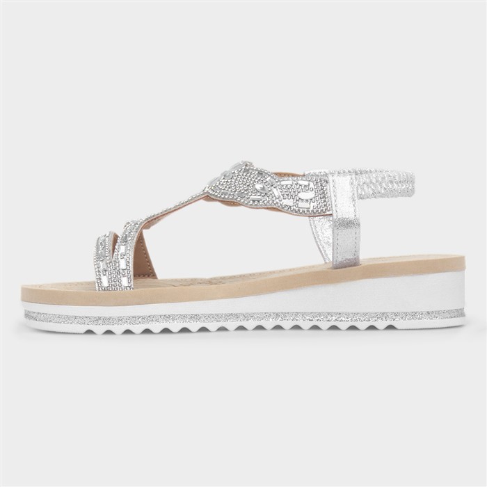 Guyana Womens Silver Wedge Sandal