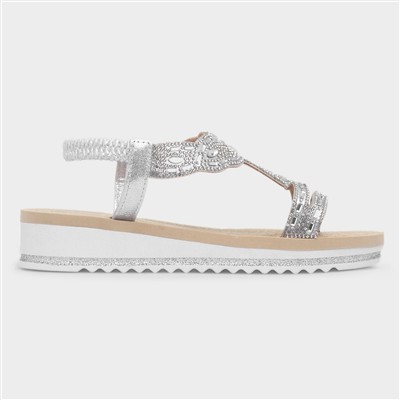 Guyana Womens Silver Wedge Sandal