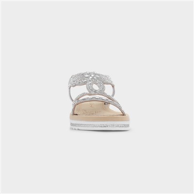 Guyana Womens Silver Wedge Sandal