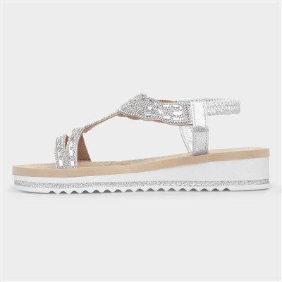 Guyana Womens Silver Wedge Sandal