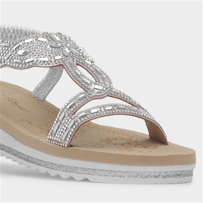 Guyana Womens Silver Wedge Sandal