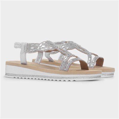 Guyana Womens Silver Wedge Sandal