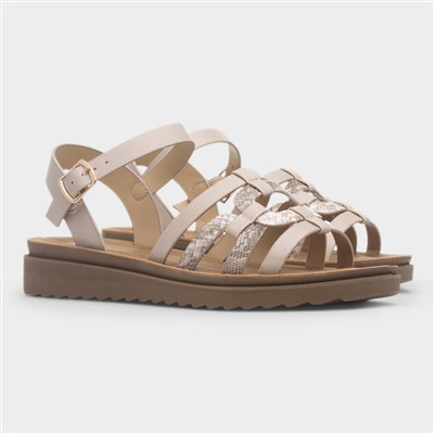 Womens Beige Wide Fit Sandal