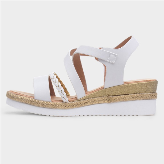 Cayman Womens White Wedge Sandal