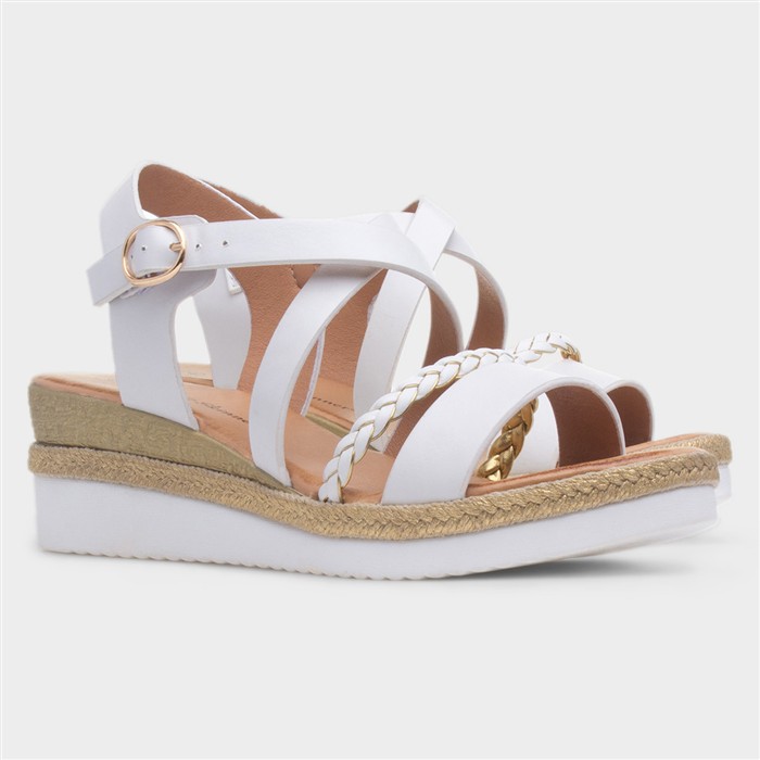 Cayman Womens White Wedge Sandal