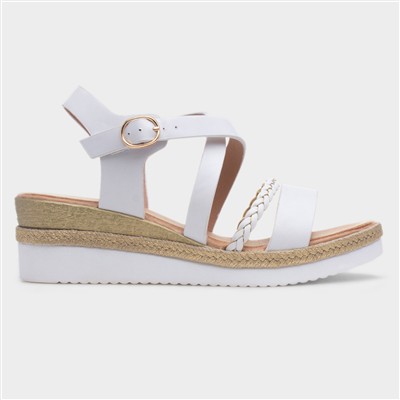 Cayman Womens White Wedge Sandal
