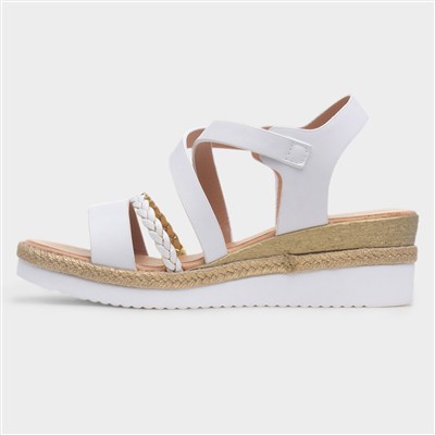 Cayman Womens White Wedge Sandal