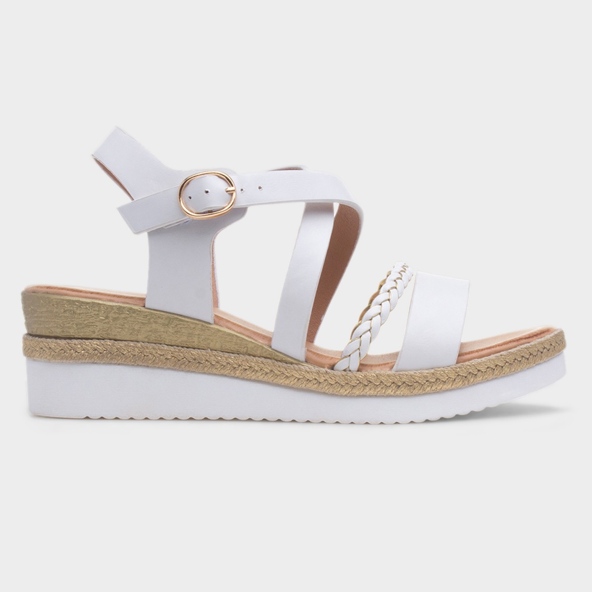 Cayman Womens White Wedge Sandal