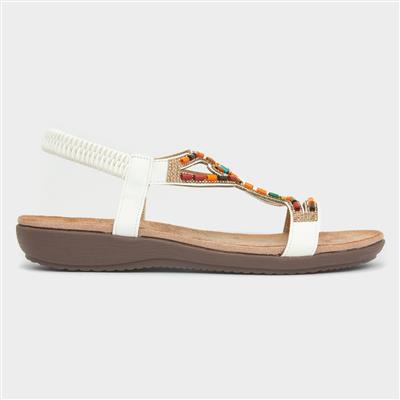 Mariella Womens White Beaded Sandal