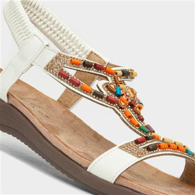 Mariella Womens White Beaded Sandal