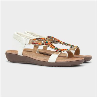 Mariella Womens White Beaded Sandal