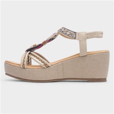 St Luica Womens Beige Wedge Sanda