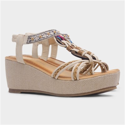 St Luica Womens Beige Wedge Sanda