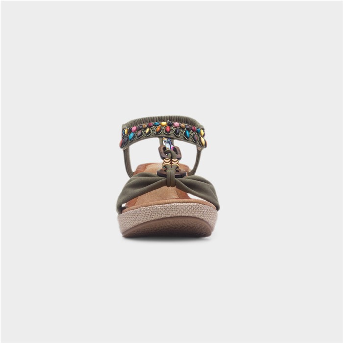 Nevis Womens Olive Wedge Sandal