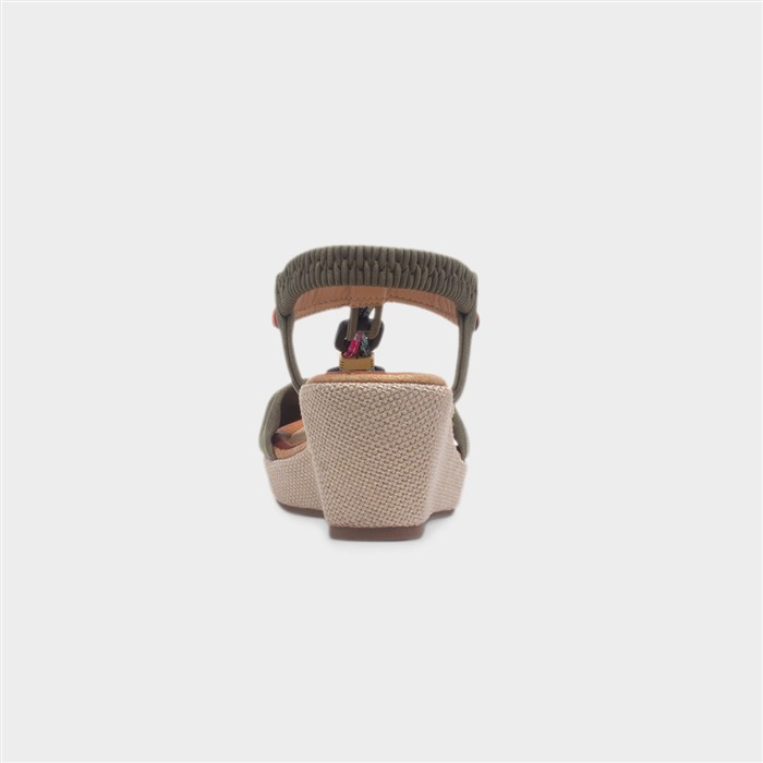 Nevis Womens Olive Wedge Sandal