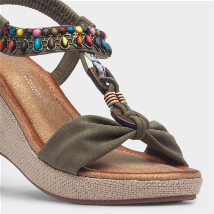 Nevis Womens Olive Wedge Sandal