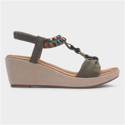 Nevis Womens Olive Wedge Sandal