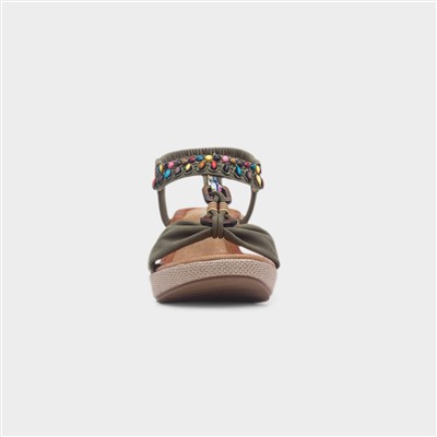 Nevis Womens Olive Wedge Sandal