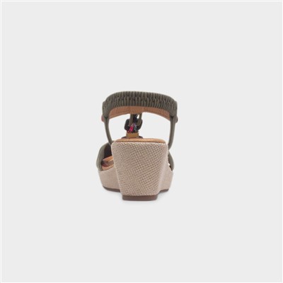 Nevis Womens Olive Wedge Sandal