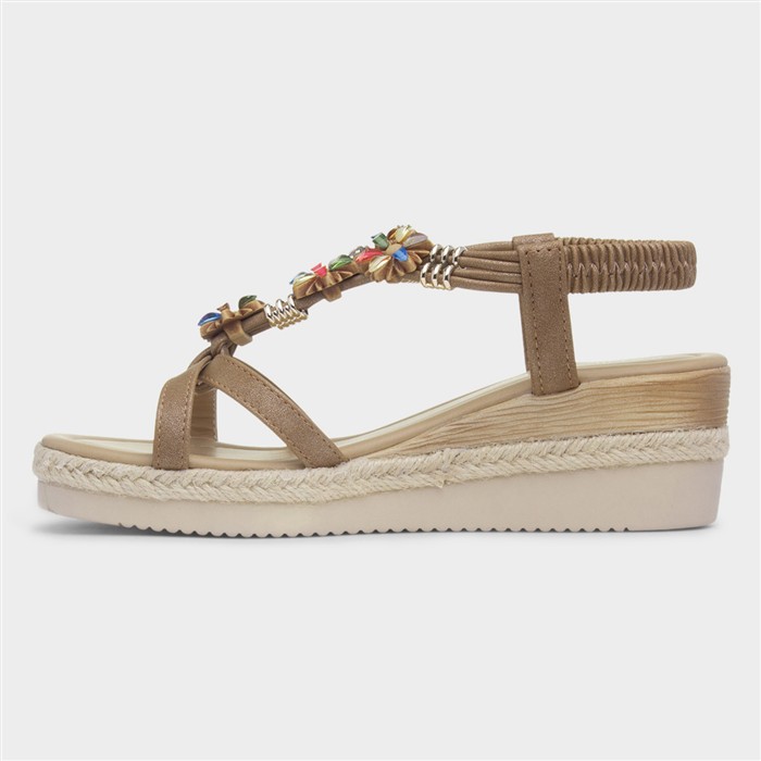 St Barts Womens Tan Wedge Sandal