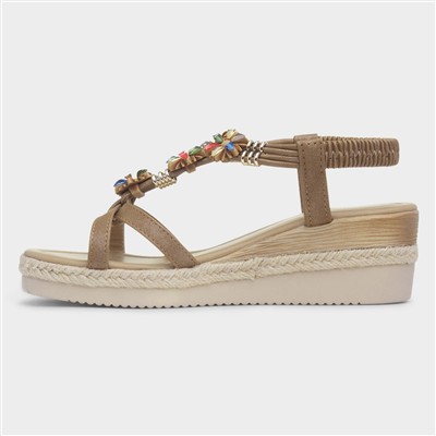 St Barts Womens Tan Wedge Sandal