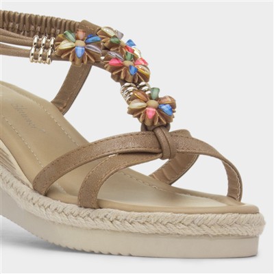 St Barts Womens Tan Wedge Sandal