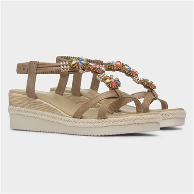 St Barts Womens Tan Wedge Sandal