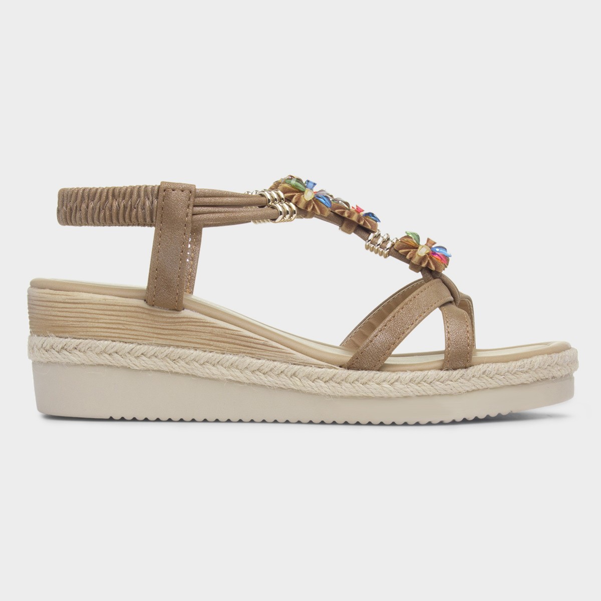 St Barts Womens Tan Wedge Sandal