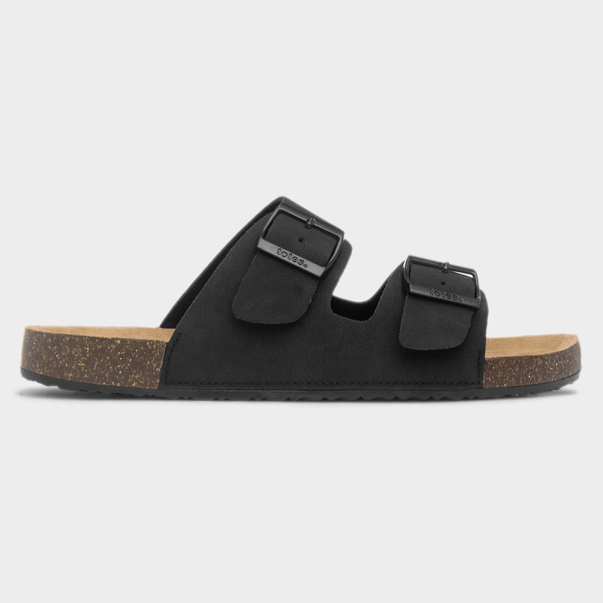 Amy Womens Black Double Buckle Mule Sandal