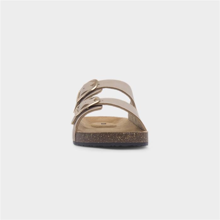 Amy Womens Sand Double Buckle Mule Sandal