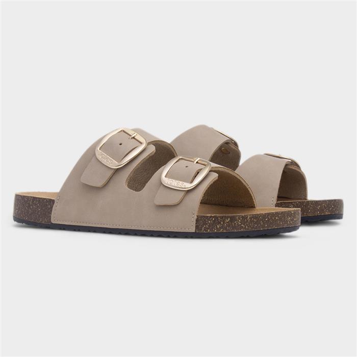 Amy Womens Sand Double Buckle Mule Sandal