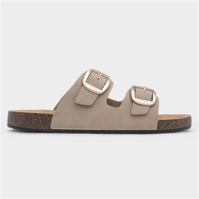 Amy Womens Sand Double Buckle Mule Sandal