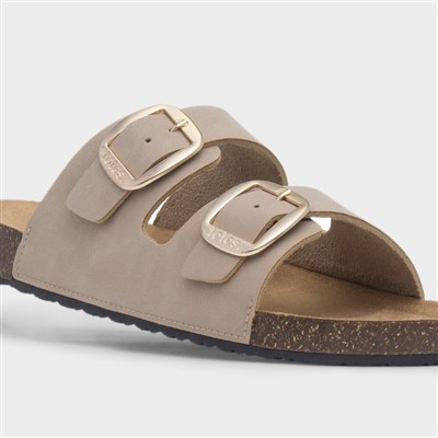 Amy Womens Sand Double Buckle Mule Sandal