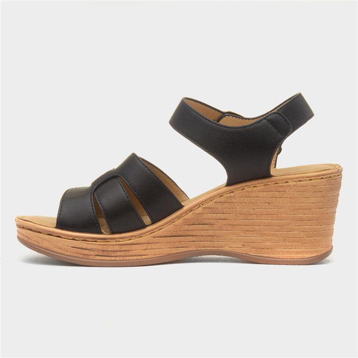 Dizzy Womens Black Wedge Sandal