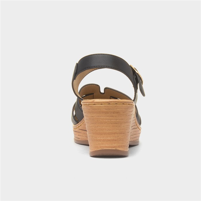 Dizzy Womens Black Wedge Sandal