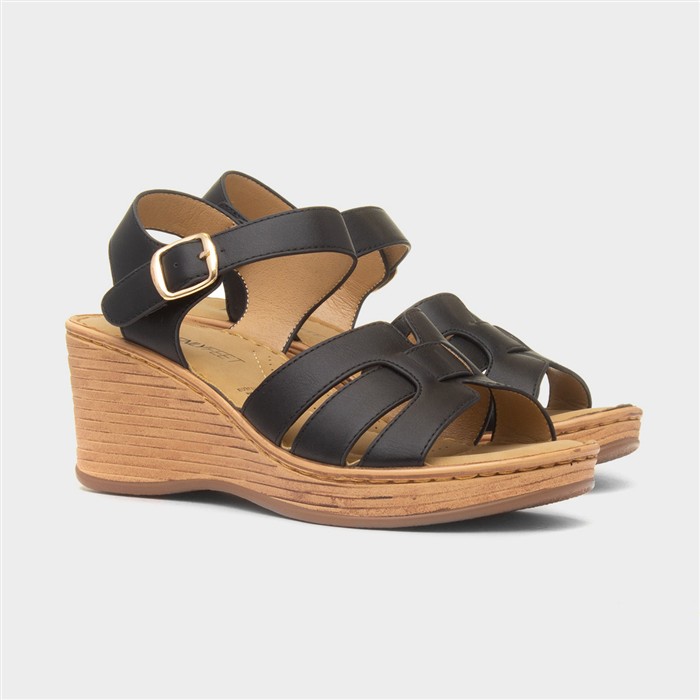 Dizzy Womens Black Wedge Sandal