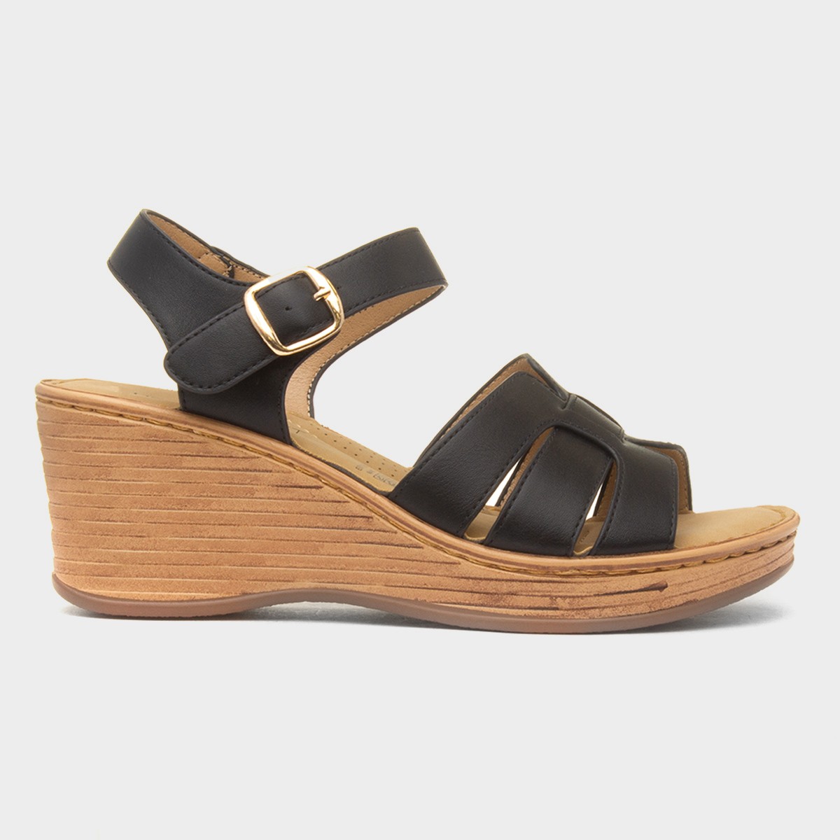 Dizzy Womens Black Wedge Sandal