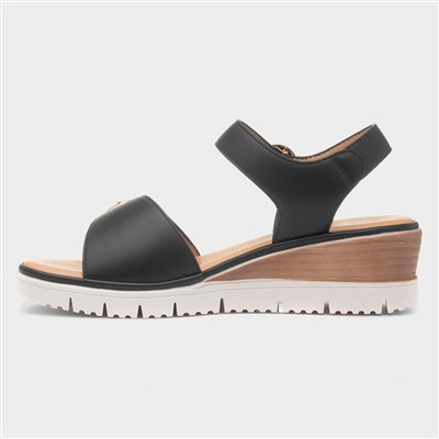Concord Womens Black Wedge Sandal