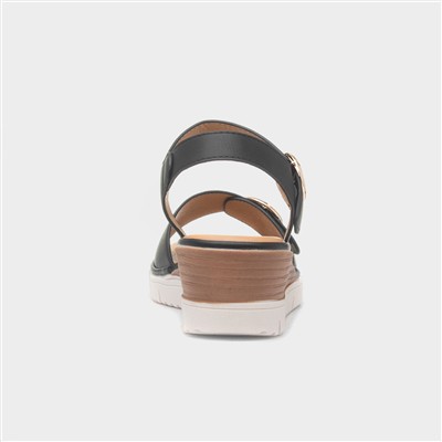 Concord Womens Black Wedge Sandal