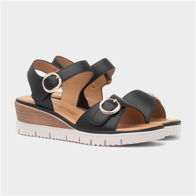 Concord Womens Black Wedge Sandal