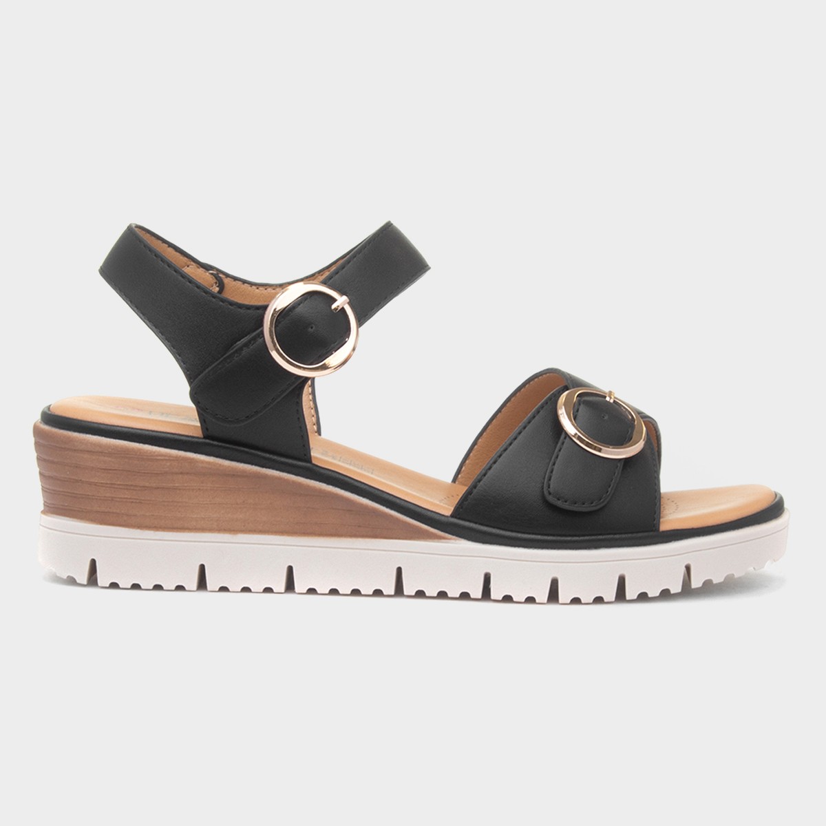 Concord Womens Black Wedge Sandal